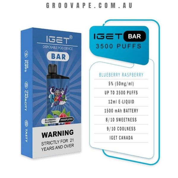 IGET Bar 3500 Puffs Blueberry Raspberry - Image 2