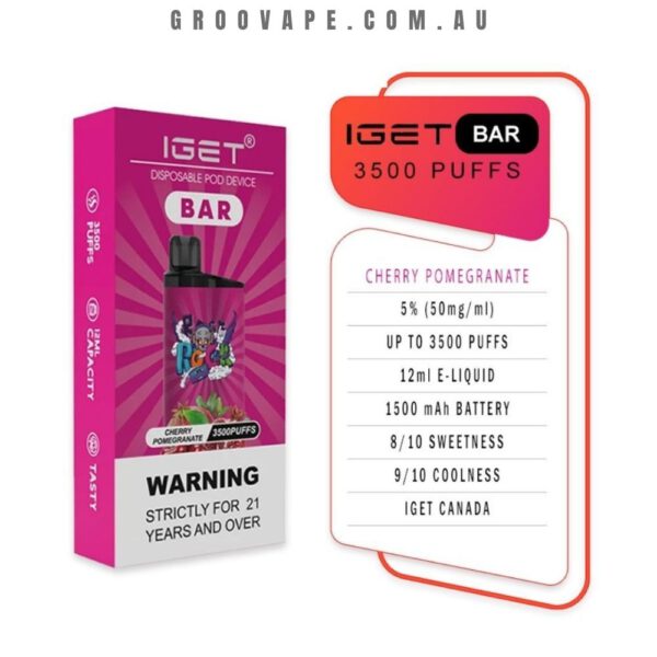 IGET Bar 3500 Puffs Cherry Pomegranate - Image 2