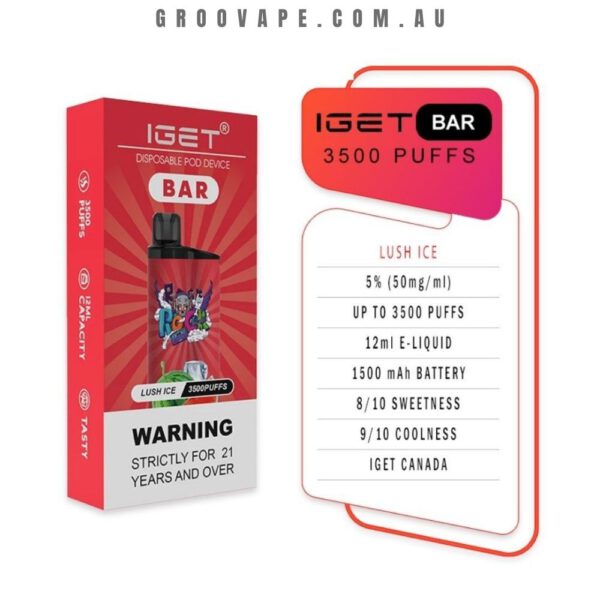 IGET Bar 3500 Puffs Lush Ice - Image 2