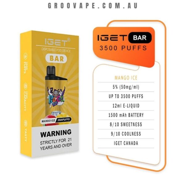 IGET Bar 3500 Puffs Mango Ice - Image 2