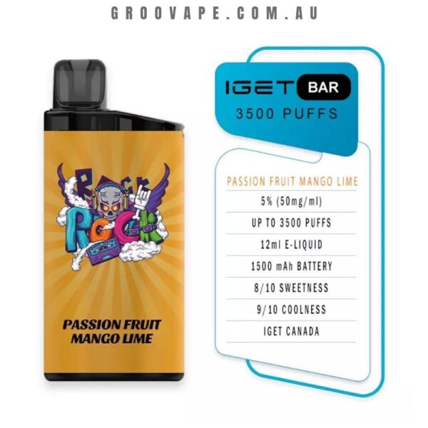 IGET Bar 3500 Puffs Passion Fruit Mango Lime - Image 2