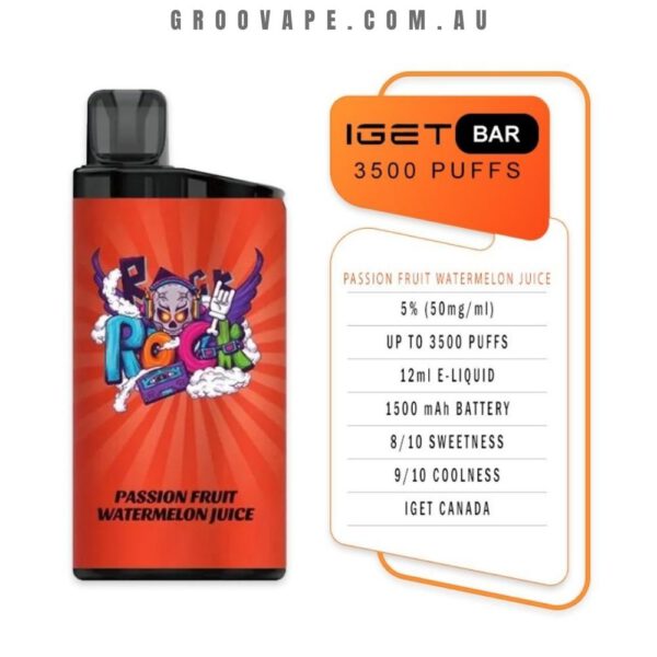 IGET Bar 3500 Puffs Passion Fruit Watermelon Juice - Image 2