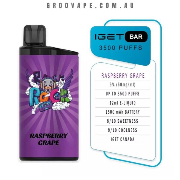 IGET Bar 3500 Puffs Raspberry Grape - Image 2