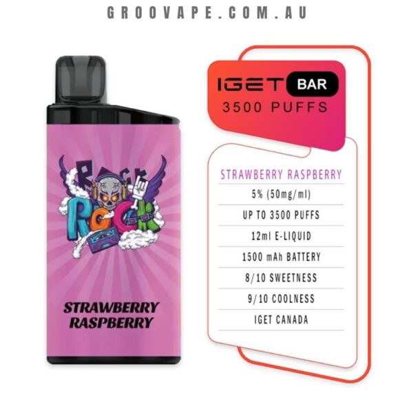 IGET Bar 3500 Puffs Strawberry Raspberry - Image 2